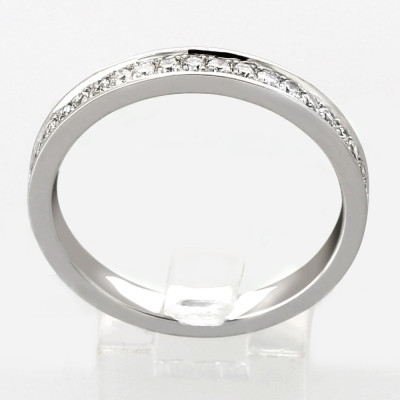 Alliance mariage demi-tour serti grains diamants 0,22 carat-or 18 carats 