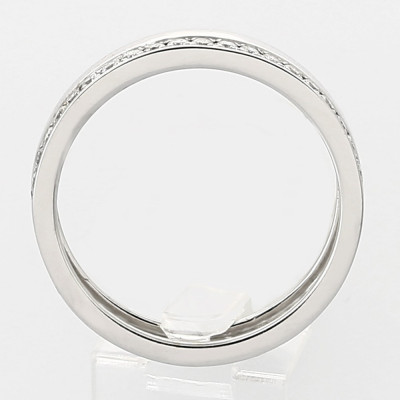 Alliance mariage double demi-tour serti grains diamants 0,20 carat-or 18 carats 