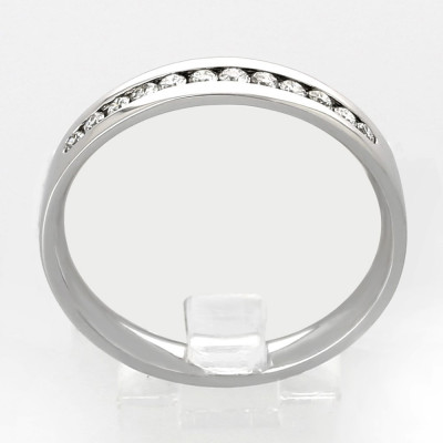 Alliance mariage demi-tour serti rail diamants 0,19 carat-or 18 carats 