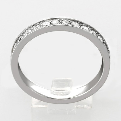 Alliance mariage demi tour illusion rail serti grains diamants 0,38 carat-or 18 carats