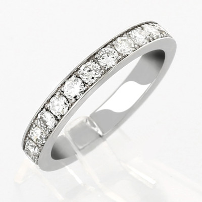 Alliance or et diamants Stéphanie. Demi tour serti grains diamants 0,65 carat-or 18 carats