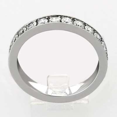 Alliance or et diamants Stéphanie. Demi tour serti grains diamants 0,65 carat-or 18 carats