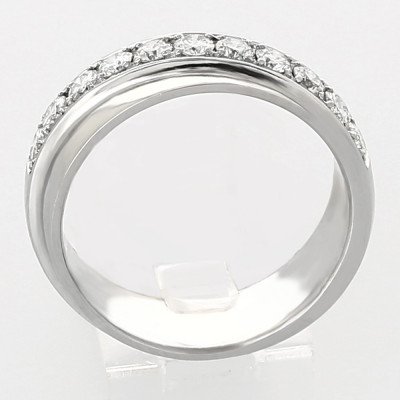 Alliance or et diamant Chantal, anneau croisé serti grains diamants 0,50 carat-or 18 carats