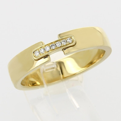 Bague or et diamants Lien. Lien serti grains diamants 0,04 carat - or 18 carats