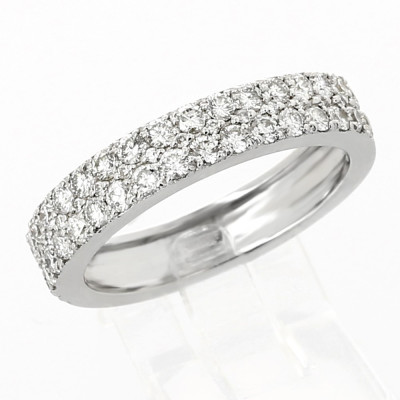 Alliance or et diamants Célia. Double  pavé, serti mini-griffes diamant 0,80 carat - or 18 carats