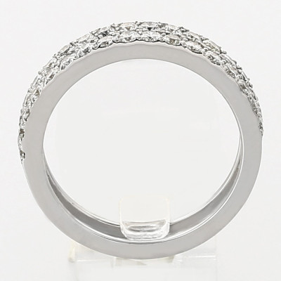 Alliance or et diamants Célia. Double  pavé, serti mini-griffes diamants 0,80 carat - or 18 carats