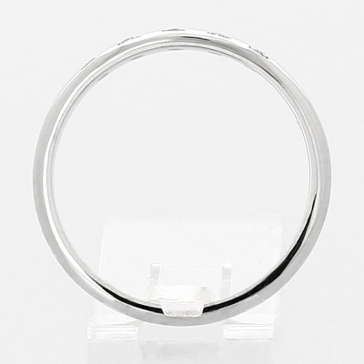 Alliance mariage jonc 5 diamants serti grains - or 18 carats