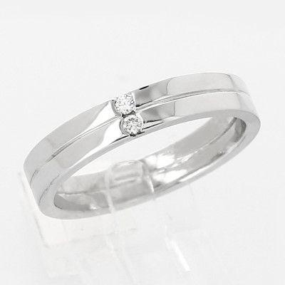 Alliance Femme or et diamants Inès, deux anneaux - or 18 carats - 2 diamants