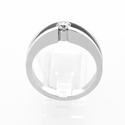 Solitaire or et diamant Linda, sertissage demi clos avec 1diamant 0,24 carat - or 18 carats