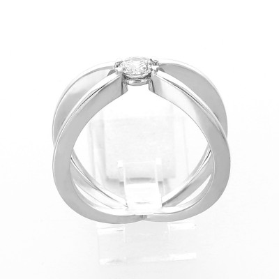 Bague solitaire or et diamant Cassandra, croisée sertissage griffe avec 1 diamant de 0,35 carat - or 18 carats