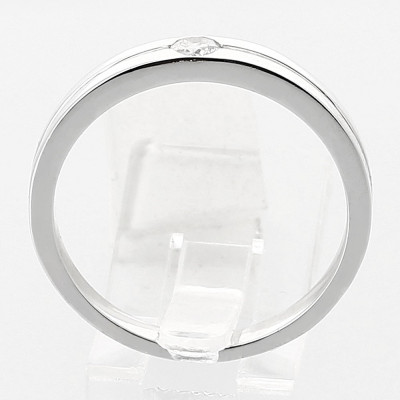 Solitaire or et diamant Julie, double anneaux or et diamant 0,10 ct. Serti massé