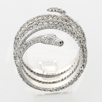 Bague or et diamants Serpentine. entièrement pavée de diamants - or 18 carats