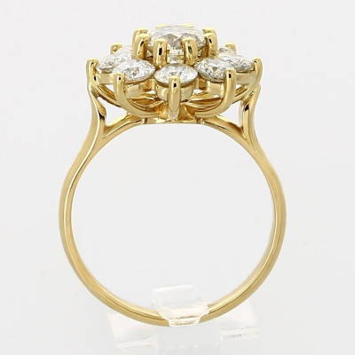 Bague or et diamants Marguerite. 9 diamants pour 2.31 ct - Or 18 carats