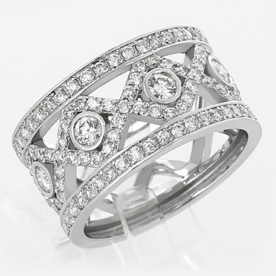 Bague croisillon losange pavée de diamants 1,04 carat - or 18 carats