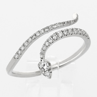 Bague or et diamants Serpent. Sertie de diamants - or 18 carats