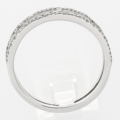 Bague or et diamants Daphné. Deux anneaux reliés sertis de diamants - or 18 carats