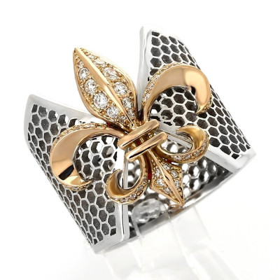 Bague or et diamants Fleur de lys - or 18 carats