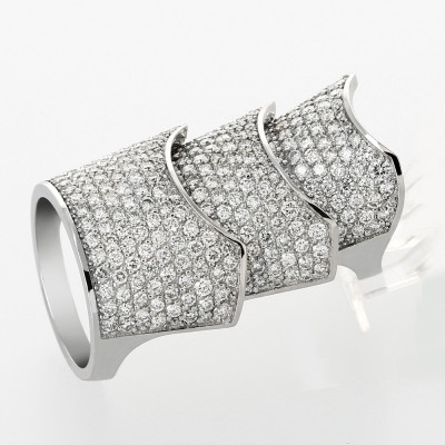 Bague or et diamants articulée pavée de 370 diamants - or 18 carats