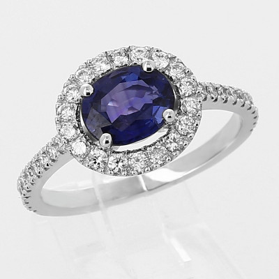 Bague or, saphir et diamants Sybille. Un saphir ovale de 1,82 ct - or 18 carats