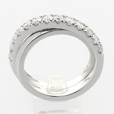 Bague or et diamants Ellipse PM. 2 anneaux entrelacés dont un serti de diamants - or 18 carats