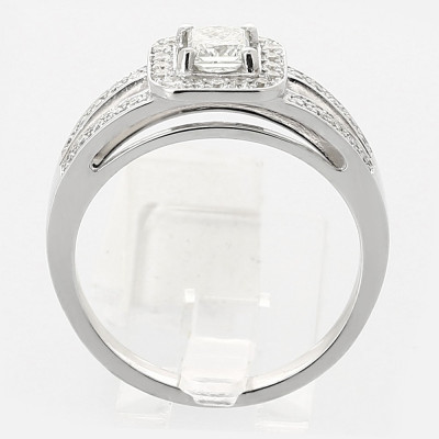 Bague or et diamants Judith. Double corps serti. Centre diamant taille princesse - en or 18 carats