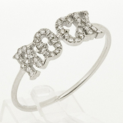 Bague or et diamants Rock or blanc 18 ct serti de 45 diamants ronds