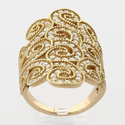 Bague or et diamants Volupté. Pavage de  174 diamants sur volutes en or jaune 18 carats.