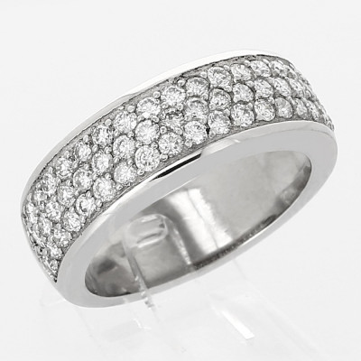 Bague or et diamants Eternité. 3 rangées de diamants - or 18 carats