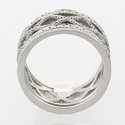 Bague croisillons pavés serti grains diamants 0,74 carat-or 18 carats