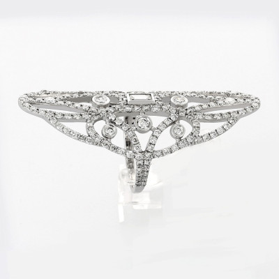 Bague or et diamants Marquise Rétro, dentelle sertie de 197 diamants - or 18 carats