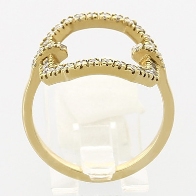 Bague or et diamants Rectangle. Ajourée sertie de 40 diamants - or 18 carats