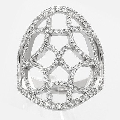 Bague or et diamants Dentelle PM. Pavée de 157 diamants - or 18 carats