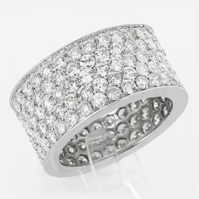 Bague or et diamants Eternity. Bague 5 rangs diamants tour complet - pavage 6,08 carat - or 18 ct