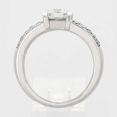 Solitaire or et diamants Florence, pavé avec 1 diamant rond serti demi clos 0,70 ct - or 18 carats