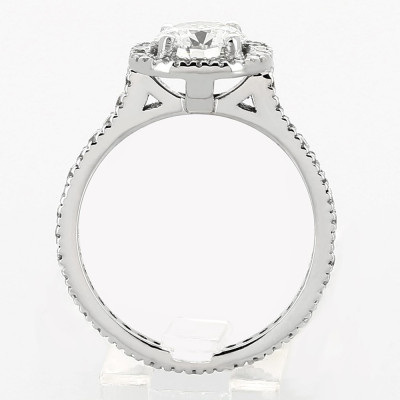 Solitaire or et diamants Margaux. Entourage forme coussin et tour complet de diamants - or 18 carats