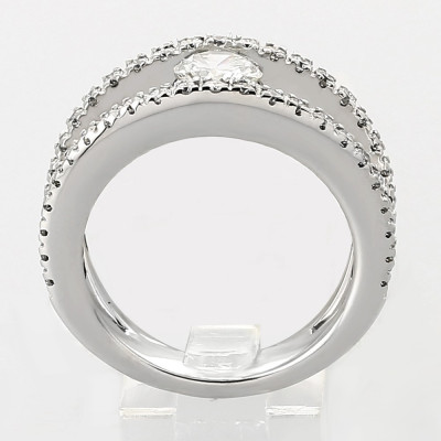 Solitaire or et diamants Anaelle. Double corps pavé diamants - or 18 carats