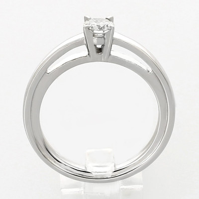 Solitaire or et diamant Lara, double anneaux avec un diamant serti 4 griffes - or 18 carats