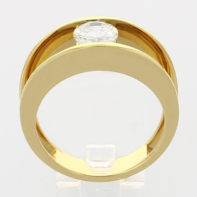 Solitaire or et diamant Anaelle. Modèle double corps avec un diamant serti entre les deux anneaux - or 18 carats