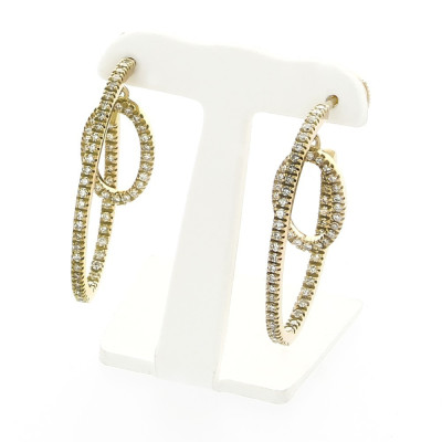 Boucles d'oreilles créoles serti mini griffes diamants -or 18 carats