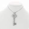 Collier pendentif clef pavé serti grains diamants 2,83 carats-or 18 carats