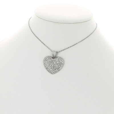 Collier pendentif cœur pavé diamants 1,62 carat-or 18 carats
