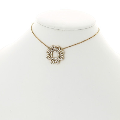 Pendentif femme collier de style barrette monté en serti mini-griffes pour un caratage total de 0,32 carat-or 18 carats