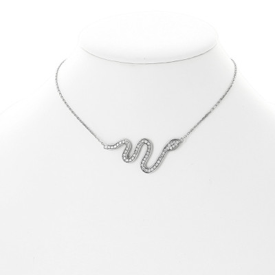 Collier serpent pavé de diamant. Monture or 18 carats