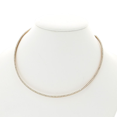 Collier or et diamants Angelina. Ras de cou rigide serti de 3,88 ct de diamants - or 18 carats