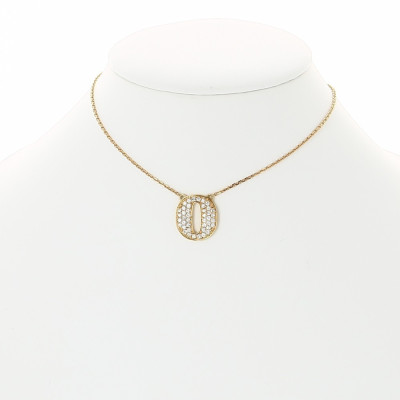 Pendentif diamant, motif 'O' en or 18 carats, pavé de brillant pour 0,47 ct