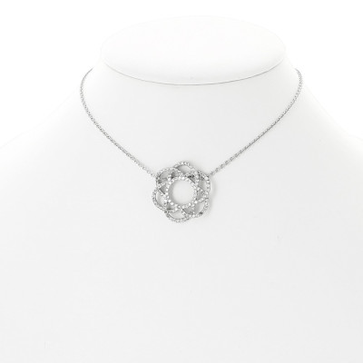 Collier rosace enlacé en or 18 carats pavé de 1,15 ct de diamants extra-blancs