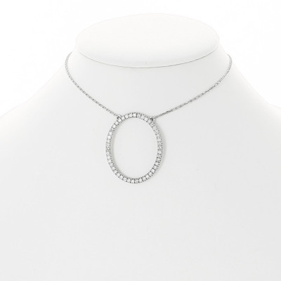 Pendentif diamant motif ovale grand modèle pavé de diamants - or 18 carats