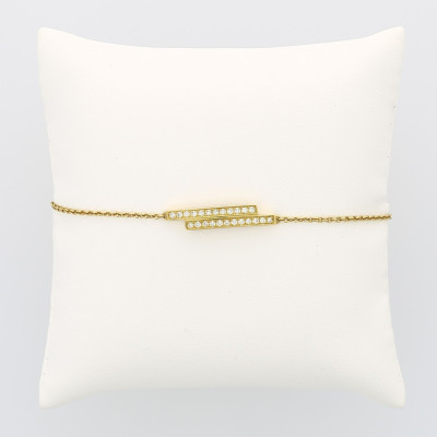 Bracelet femme double barrettes décalées serti de 24 diamants en grains pour un caratage total de 0,24 carat en or 18 carats 