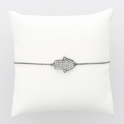 Bracelet femme motif main de fatma en serti grains pour un caratage total de 0,50 carat-or 18 carats