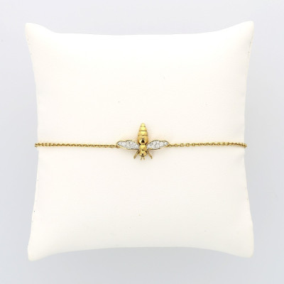 Bracelet abeille femme serti de16 brillants en grains pour un caratage total de 0,15 carat monté or 18 carats